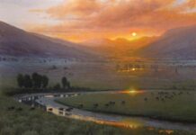 landscape painting - Thomas Kegler, "Where the Buffalo Roam, Isaiah 40:31," 2024, oil, 30 x 40 in., Private collection, Studio from plein air study